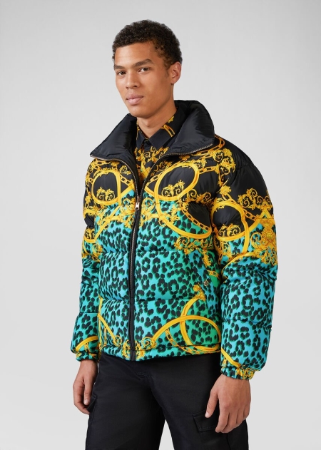 Jachete Puffer Versace Versace Leo Chain Print Barbati | GSKZRFL-72